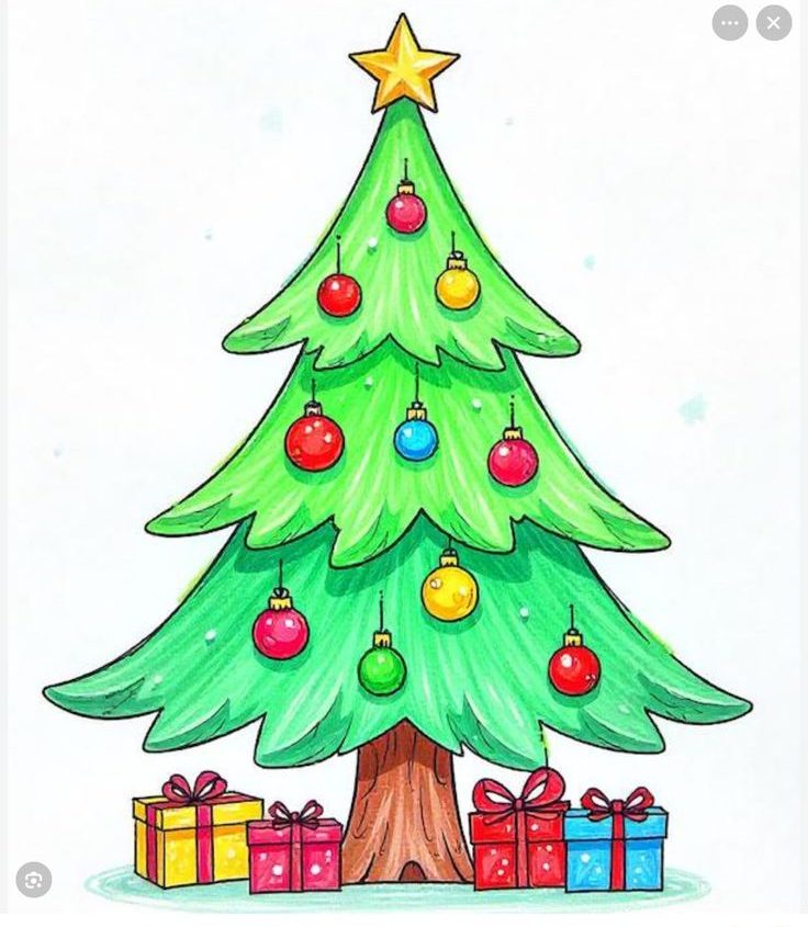 نقاشی تزیین درخت کریسمس 